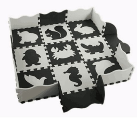 Puzzle piankowe mata dla dzieci 25el. czarno-białe