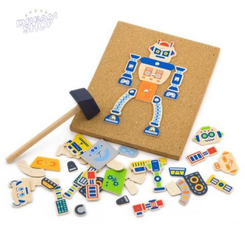 Drewniana Przybijanka Roboty 45 elementów Viga Toys