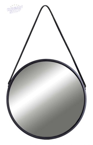 Lustro wiszące okrągłe na pasku 60 cm czarne