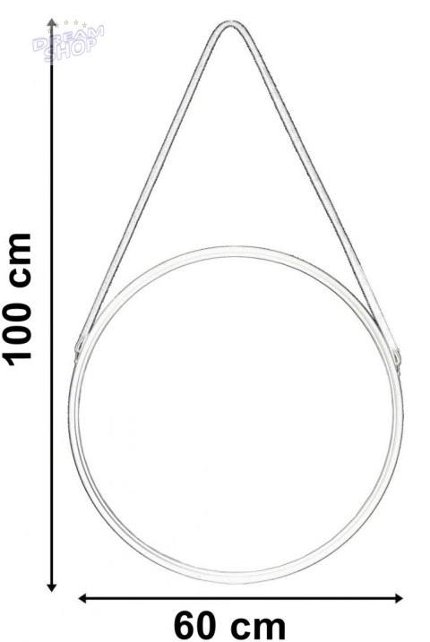 Lustro wiszące okrągłe na pasku 60 cm czarne Lustro wiszące okrągłe na pasku 60 cm czarne