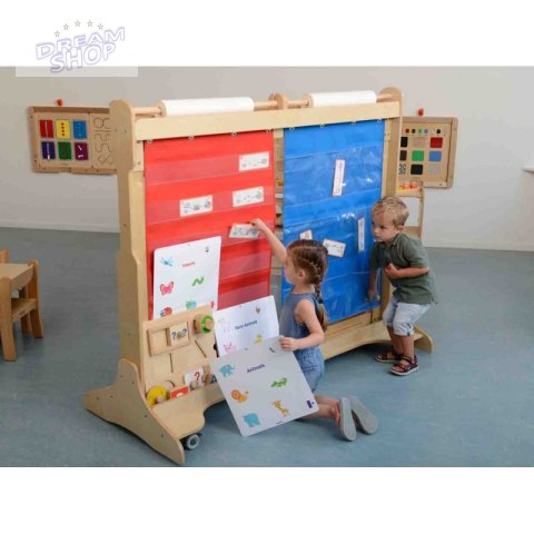 Materiałowy Arkusz Do Wieszania Z Kieszonkami Na Książki i Obrazki Masterkidz Niebieski Materiałowy Arkusz Do Wieszania Z Kieszonkami Na Książki i Obrazki Masterkidz Niebieski