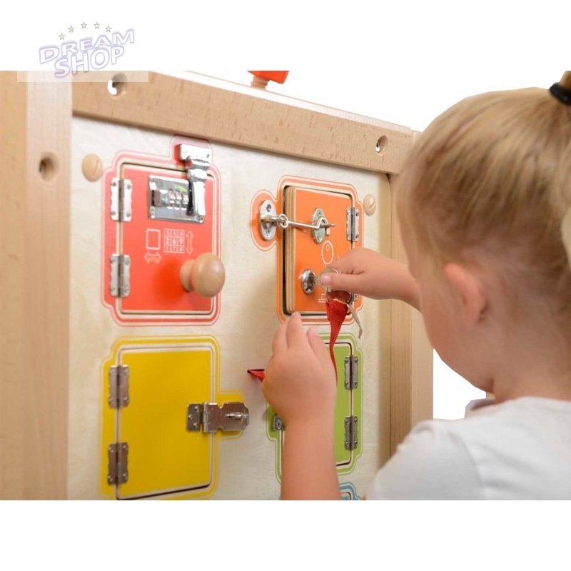 Tablica Ścienna Drewniana Nauka Otwierania Zamków - 6 sejfów Masterkidz Tablica Ścienna Drewniana Nauka Otwierania Zamków - 6 sejfów Masterkidz