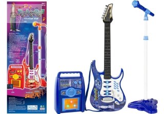 Gitara Elektryczna Struny Mikrofon Wzmacniacz Niebieska