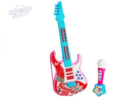 Gitara Elektryczna z Mikrofonem Struny Zabawka Róż Gitara Elektryczna z Mikrofonem Struny Zabawka Róż