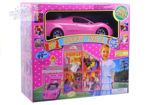 Rozkładana Willa Dla Lalek 76cm + Auto + Akcesoria Rozkładana Willa Dla Lalek 76cm + Auto + Akcesoria