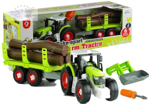 Rozkręcany Traktor z Przyczepą z Drewnem 43 cm Rozkręcany Traktor z Przyczepą z Drewnem 43 cm
