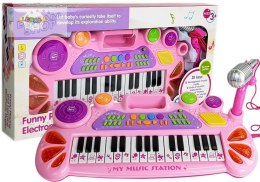 Keyboard z Mikrofonem Różowy 31 Klawiszy Odgłosy Zwierząt USB