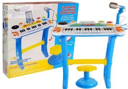 Keyboard z Mikrofonem i Krzesełkiem USB Niebieski