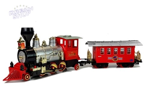 Kolejka Pociąg Klasyczny na Baterie Dym Dźwięk Efekty Świetlne