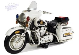 Motor Motocykl Policyjny Biało-Czarny z Dźwiękami i Światłami