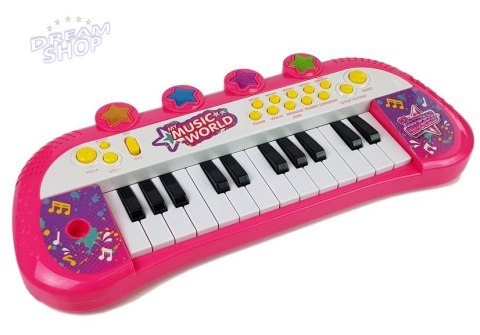 Pianinko Keyboard 24 klawisze Różowe