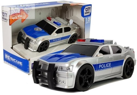 Autko Policyjne 1:20 Napęd Frykcyjny Dźwięk Efekty Świetlne Srebrne