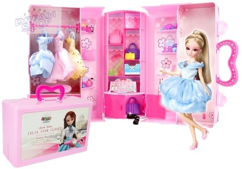 Lalka Modelka Zestaw Ubrań Garderoba Biżuteria w Walizce Blond Lalka Modelka Zestaw Ubrań Garderoba Biżuteria w Walizce Blond