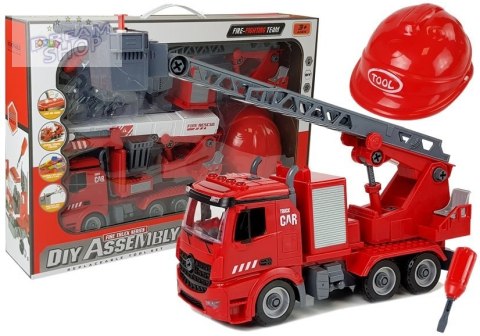 Zestaw DIY Wóz Strażacki 2w1 Wymienne Podnośniki Śrubokręt Dźwięk Efekty Świetlne Kask Zestaw DIY Wóz Strażacki 2w1 Wymienne Podnośniki Śrubokręt Dźwięk Efekty Świetlne Kask
