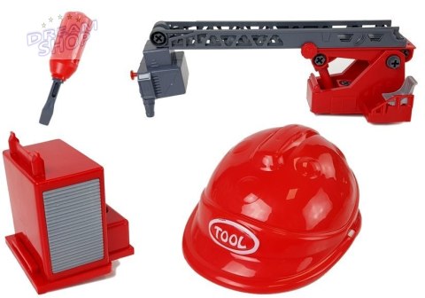 Zestaw DIY Wóz Strażacki 2w1 Wymienne Podnośniki Śrubokręt Dźwięk Efekty Świetlne Kask Zestaw DIY Wóz Strażacki 2w1 Wymienne Podnośniki Śrubokręt Dźwięk Efekty Świetlne Kask