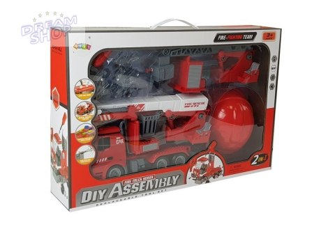Zestaw DIY Wóz Strażacki 2w1 Wymienne Podnośniki Śrubokręt Dźwięk Efekty Świetlne Kask Zestaw DIY Wóz Strażacki 2w1 Wymienne Podnośniki Śrubokręt Dźwięk Efekty Świetlne Kask