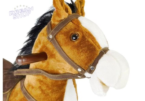Koń Na Biegunach 74cm Jasny Brąz Rusza Pyskiem Ogonem Koń Na Biegunach 74cm Jasny Brąz Rusza Pyskiem Ogonem