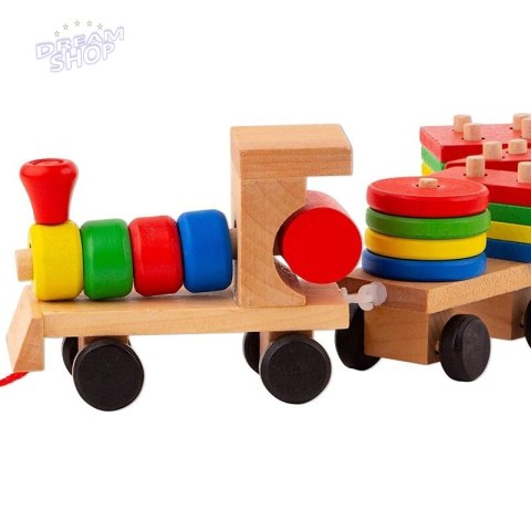 Sorter drewniany układanka zręcznościowa pociąg lokomotywa + wagony 30cm Sorter drewniany układanka zręcznościowa pociąg lokomotywa + wagony 30cm