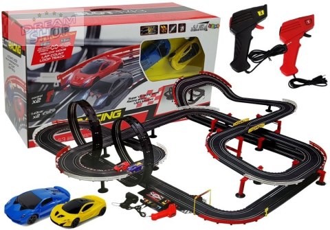 Tor Wyścigowy z Samochodzikami 2 Autka 1420 cm Turbo 1:43 Kontrolery Tor Wyścigowy z Samochodzikami 2 Autka 1420 cm Turbo 1:43 Kontrolery