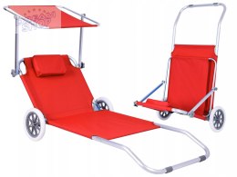 Leżak plażowy z kółkami Martin - RED