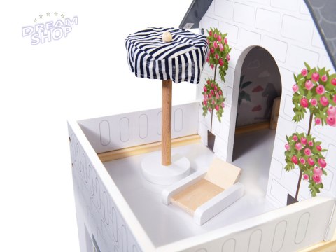 Domek dla lalek MDF drewniany z akcesoriami LED 78cm czarny Domek dla lalek MDF drewniany z akcesoriami LED 78cm czarny