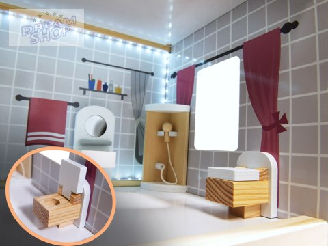 Domek dla lalek MDF drewniany z akcesoriami LED 78cm czarny Domek dla lalek MDF drewniany z akcesoriami LED 78cm czarny