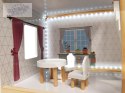 Domek dla lalek MDF drewniany z akcesoriami LED 78cm czarny