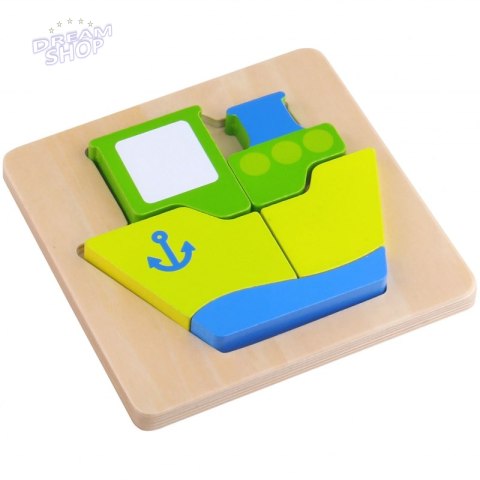 TOOKY TOY Puzzle Układanka Grube Klocki Statek 6 el.