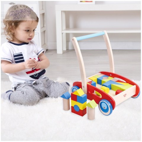 TOOKY TOY Drewniany Chodzik Pchacz dla Dzieci + Klocki 33 el. TOOKY TOY Drewniany Chodzik Pchacz dla Dzieci + Klocki 33 el.