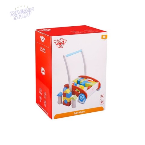 TOOKY TOY Drewniany Chodzik Pchacz dla Dzieci + Klocki 33 el. TOOKY TOY Drewniany Chodzik Pchacz dla Dzieci + Klocki 33 el.