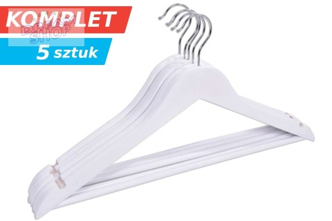 Wieszak drewniany RONDO komplet 5 szt biały Wieszak drewniany RONDO komplet 5 szt biały