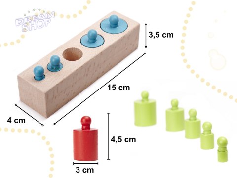 Odważniki cylindry drewniane montessori kolorowe Odważniki cylindry drewniane montessori kolorowe