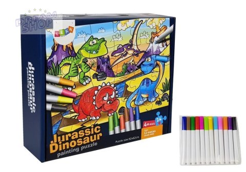 Puzzle Do Kolorowania Dinozaury Pisaki 24 elem Puzzle Do Kolorowania Dinozaury Pisaki 24 elem