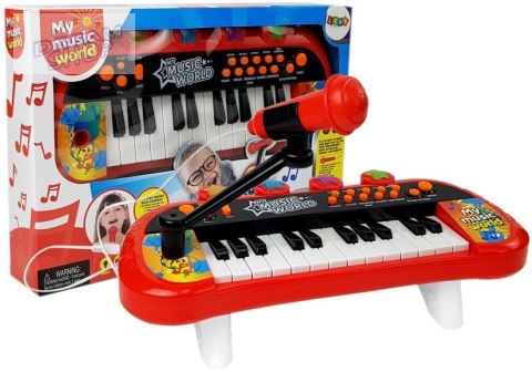 Keyboard Pianinko 24 Klawisze USB Mikrofon Czerwony