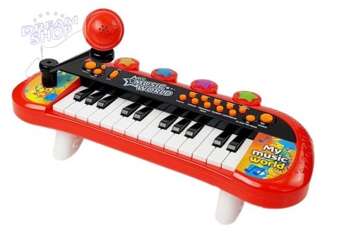 Keyboard Pianinko 24 Klawisze USB Mikrofon Czerwony Keyboard Pianinko 24 Klawisze USB Mikrofon Czerwony