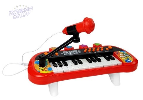 Keyboard Pianinko 24 Klawisze USB Mikrofon Czerwony Keyboard Pianinko 24 Klawisze USB Mikrofon Czerwony