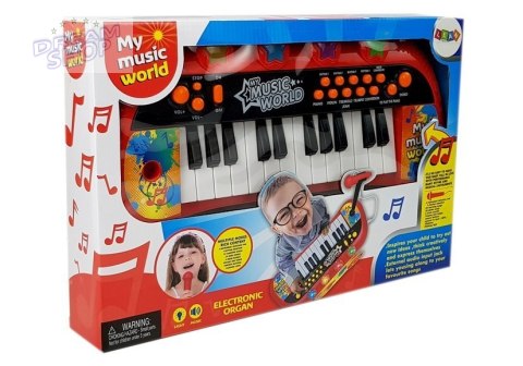 Keyboard Pianinko 24 Klawisze USB Mikrofon Czerwony Keyboard Pianinko 24 Klawisze USB Mikrofon Czerwony