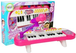 Keyboard Pianinko 24 Klawisze USB Mikrofon Różowy