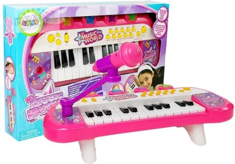 Keyboard Pianinko 24 Klawisze USB Mikrofon Różowy Keyboard Pianinko 24 Klawisze USB Mikrofon Różowy
