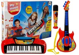 Zestaw Muzyczny 3 w 1 Gitara Keyboard Mikrofon