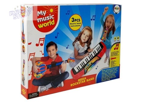 Zestaw Muzyczny 3 w 1 Gitara Keyboard Mikrofon