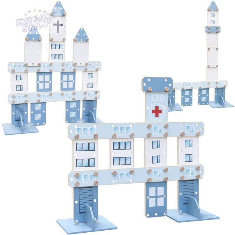 CLASSIC WORLD Ogromne Klocki Konstrukcyjne Drewniane Zestaw Szpital Kościół Wieża CLASSIC WORLD Ogromne Klocki Konstrukcyjne Drewniane Zestaw Szpital Kościół Wieża