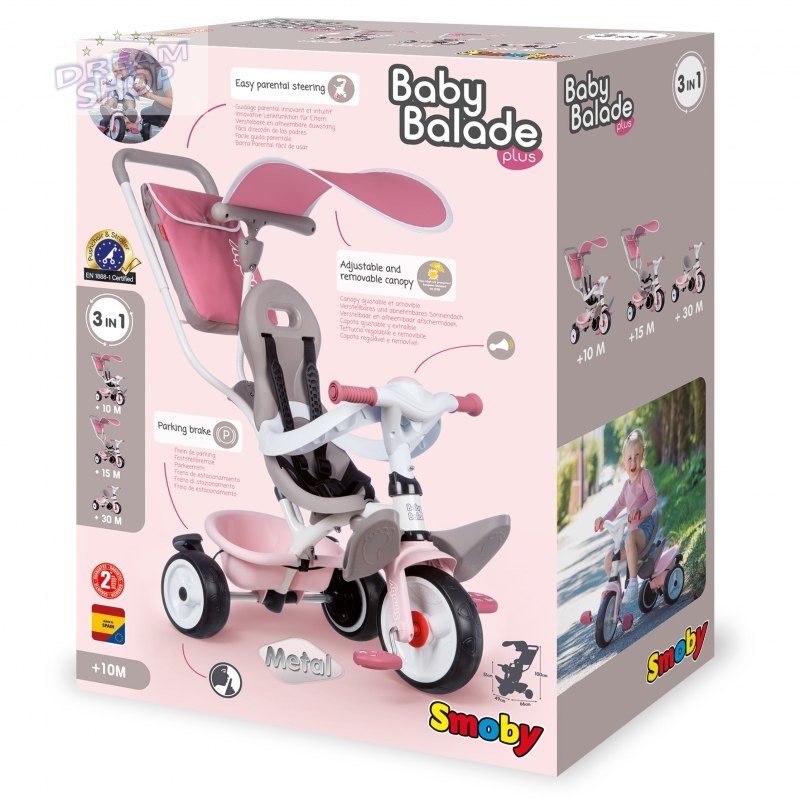SMOBY Rowerek Trójkołowy Baby Balade plus Różowy