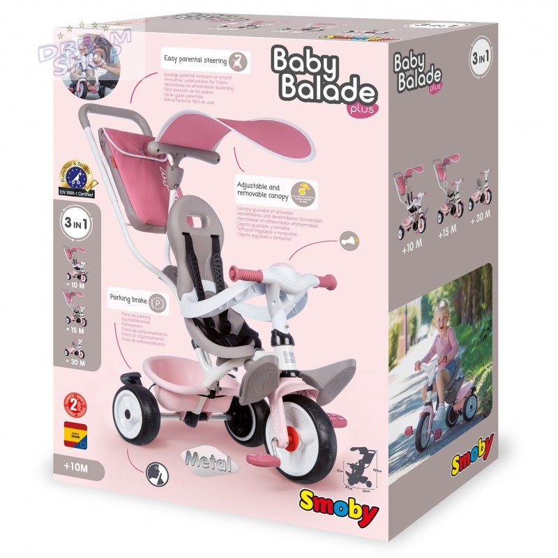 SMOBY Rowerek Trójkołowy Baby Balade plus Różowy SMOBY Rowerek Trójkołowy Baby Balade plus Różowy