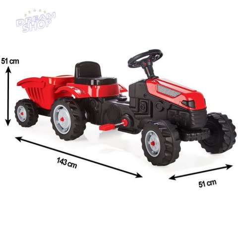 WOOPIE Traktor MAXI na pedały z przyczepą Czerwony WOOPIE Traktor MAXI na pedały z przyczepą Czerwony