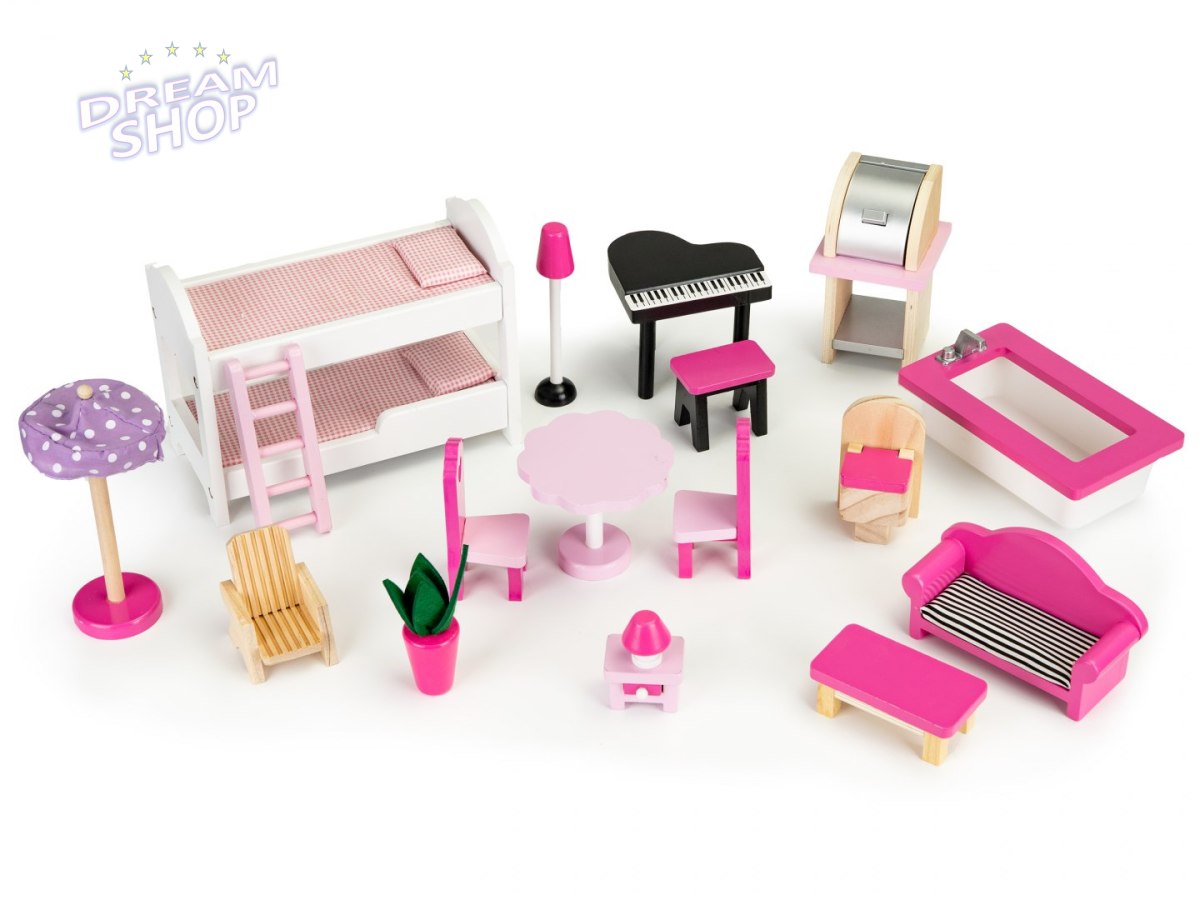 Drewniany domek dla lalek z windą xxl zjeżdżalnia ECOTOYS Drewniany domek dla lalek z windą xxl zjeżdżalnia ECOTOYS