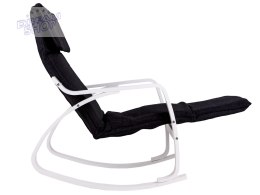Fotel bujany regulowany podnóżek biało czarny