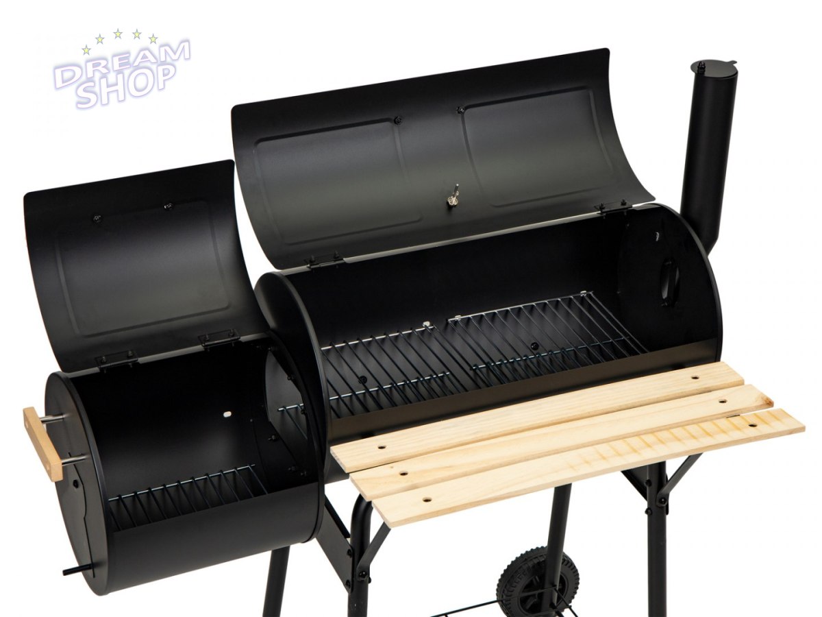Duży grill ogrodowy - wędzarnia 2w1 termometr + akcesoria do grillowania Duży grill ogrodowy - wędzarnia 2w1 termometr + akcesoria do grillowania