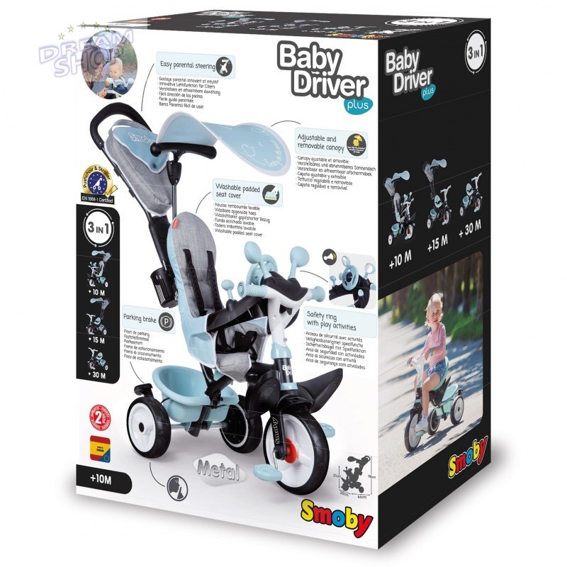SMOBY Rowerek trójkołowy Baby Driver Komfort plus Niebieski SMOBY Rowerek trójkołowy Baby Driver Komfort plus Niebieski