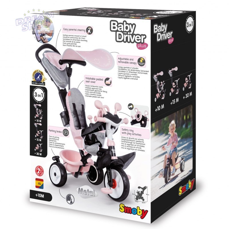 SMOBY Rowerek trójkołowy Baby Driver Komfort plus Różowy SMOBY Rowerek trójkołowy Baby Driver Komfort plus Różowy